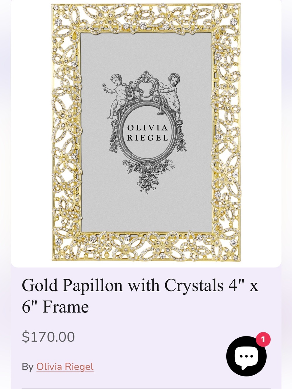 Olivia Riegel Gold Papillon Crystal Accent Picture Frame